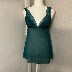 Auden Sheer Teal Satin Unlined Babydoll M Lingerie Coquette Girl Fairycore Pinup